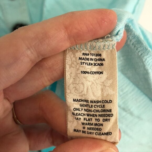 SOFT SURROUNDINGS Danielle Button Tank Aqua Blue Sleeveless 100% Cotton Top XS - Picture 11 of 14